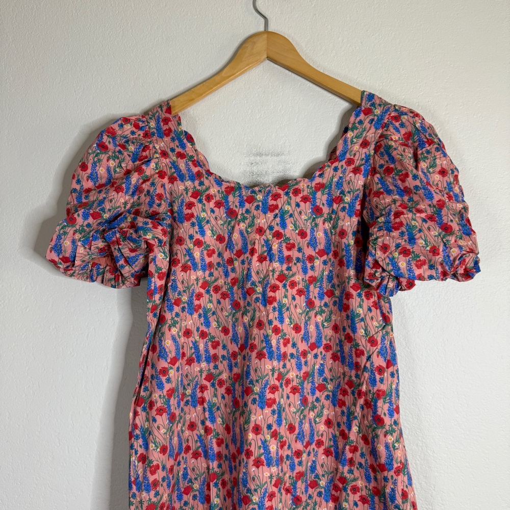 TUCKERNUCK Hyacinth House red poppy floral scalloped Serena midi dress SMALL - Picture 7 of 10